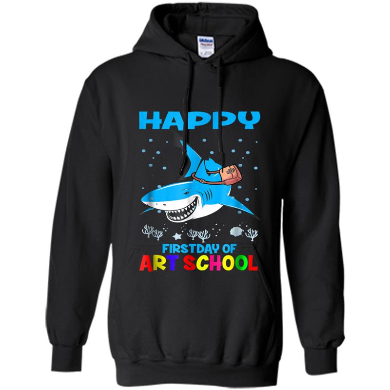 Back To School Happy First Day of Art School Shark Hoodie-mt