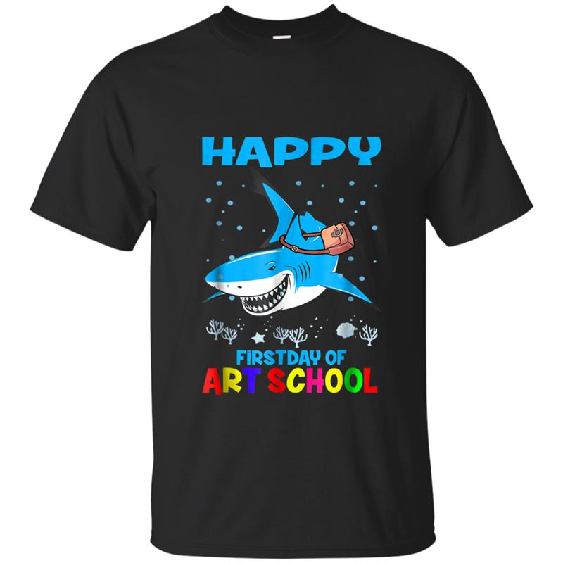 Back To School Happy First Day of Art School Shark T-shirt-mt