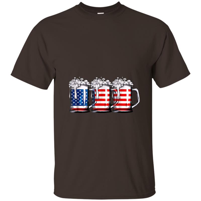 Beer American Flag  4th of July Men Women Merica USA T-shirt-mt