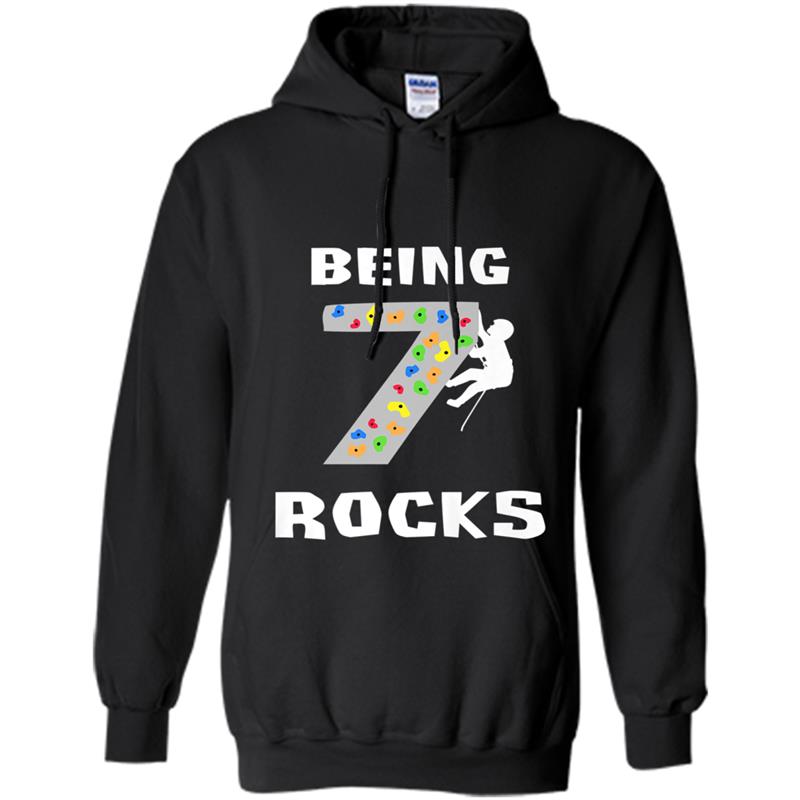 Being 7 Years Old Rocks Funny Rock Climber Birthday Hoodie-mt