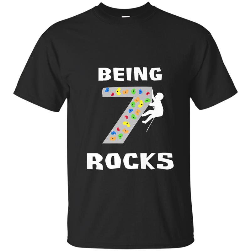 Being 7 Years Old Rocks Funny Rock Climber Birthday T-shirt-mt