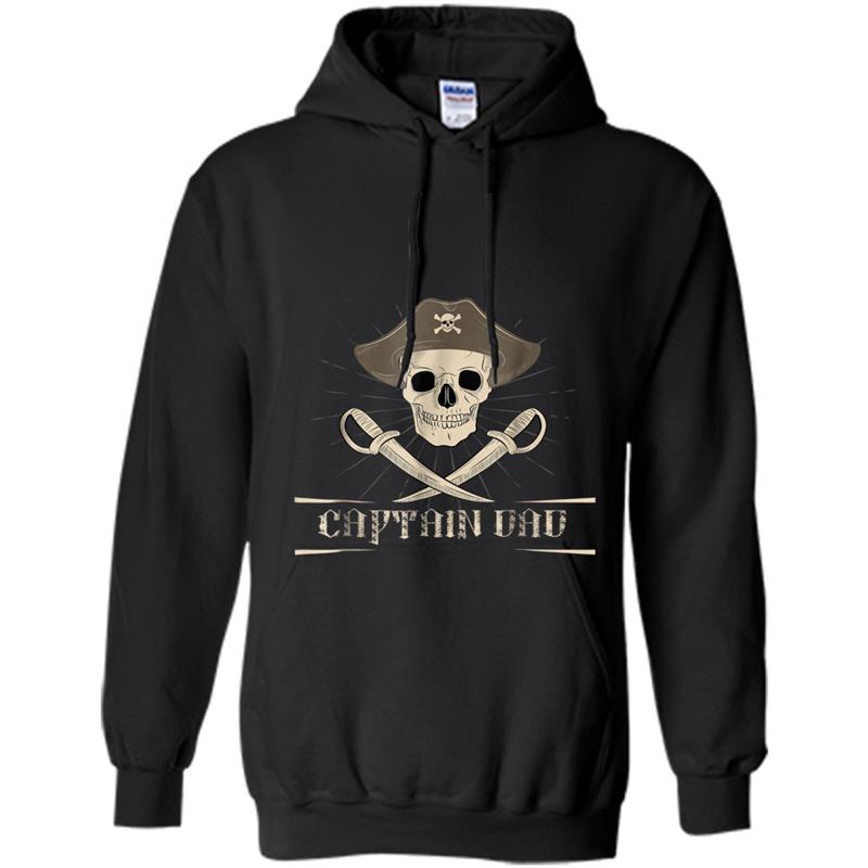 Captain Dad Skull Pirate Ship Boating Novelty Hoodie-mt