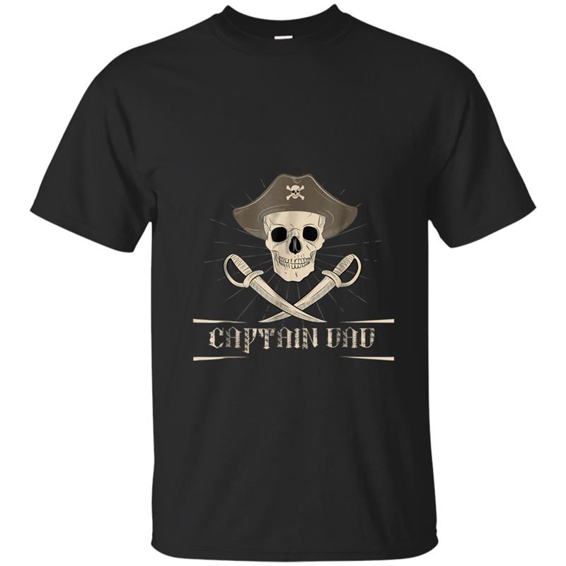 Captain Dad Skull Pirate Ship Boating Novelty T-shirt-mt