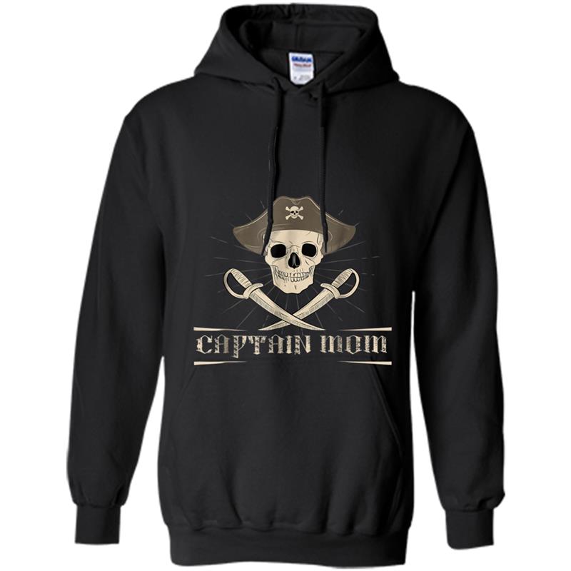 Captain Mom Skull Pirate Ship Boating Novelty Hoodie-mt