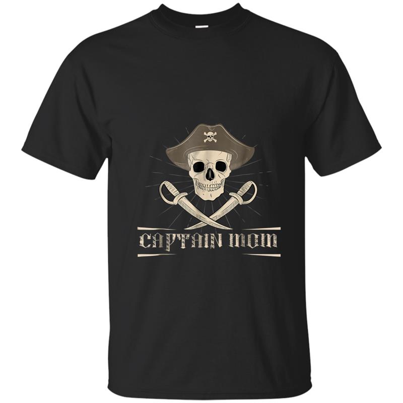 Captain Mom Skull Pirate Ship Boating Novelty T-shirt-mt