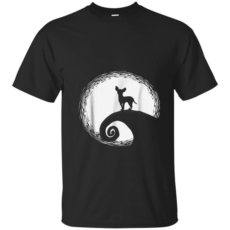 Chihuahua And Moon Halloween  Funny Halloween Dog Tee T-shirt-mt