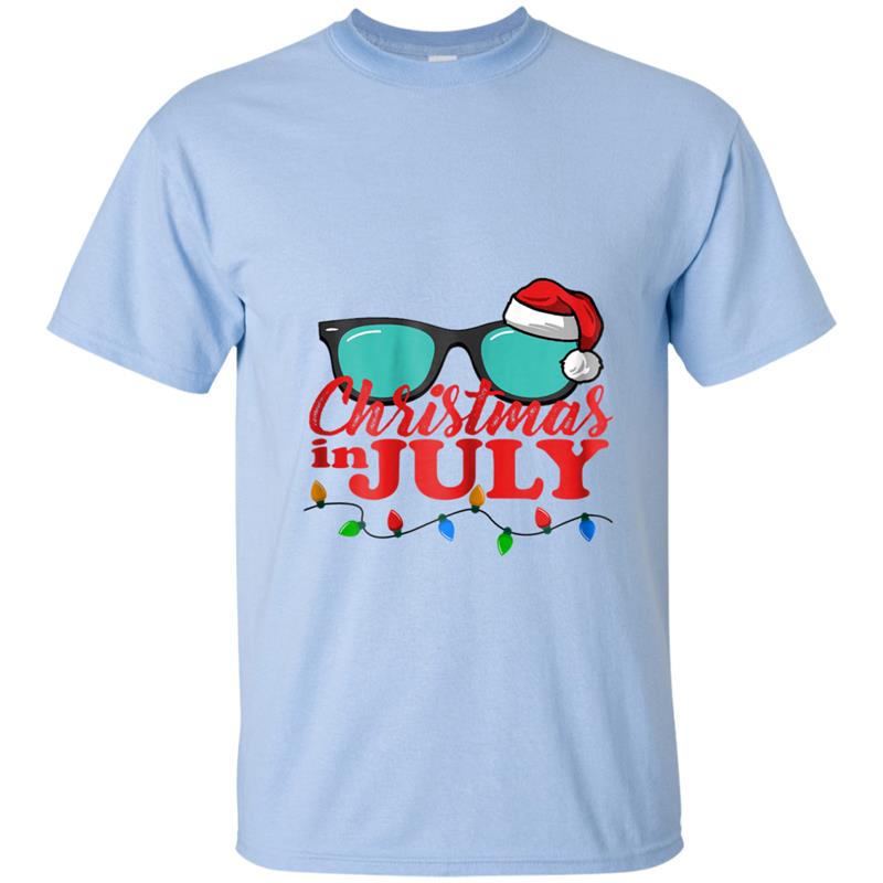 Christmas in July Santa Hat Sunglasses Summer Celebration T-shirt-mt