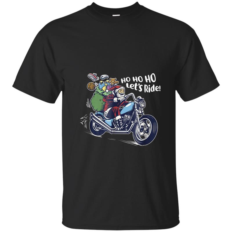 Christmas Motorcycle Biker Santa Sleigh Presents Gif T-shirt-mt