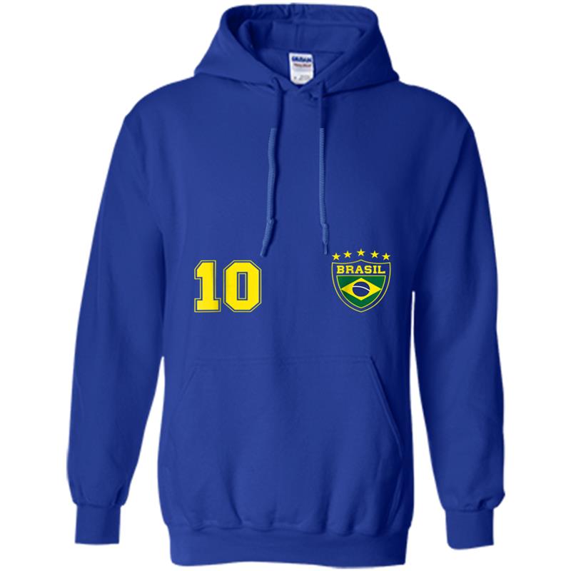 Classic Brasil Soccer No. 10 Brazil World Jersey Cup Hoodie-mt