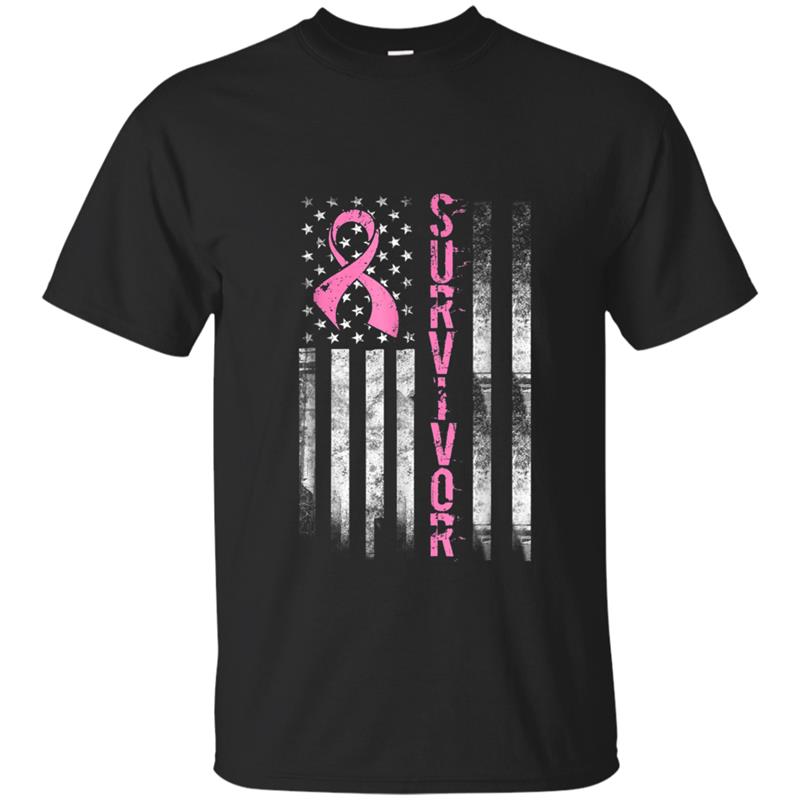 Cool Breast Cancer Survivor  - Women Pink Flag T-shirt-mt