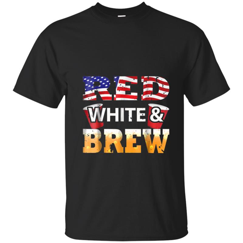Cool Red White And Brew  Happy 4th of July Gifts T-shirt-mt