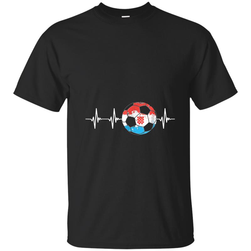 Croatia  Funny Soccer Heartbeat Croatia Flag Gift T-shirt-mt