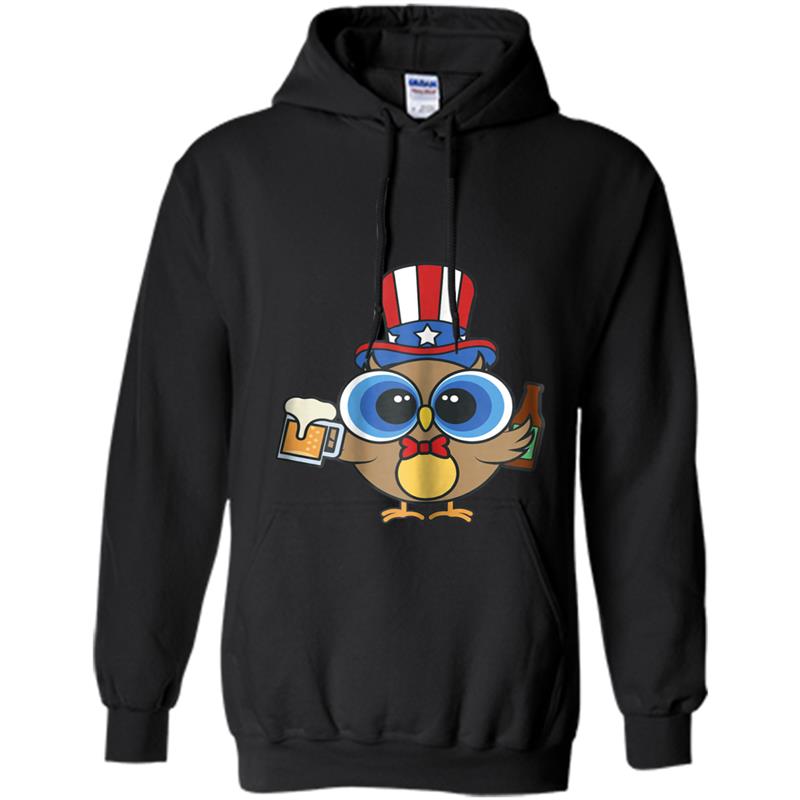 Cute American Owl  4th Of July Party Gift Hoodie-mt