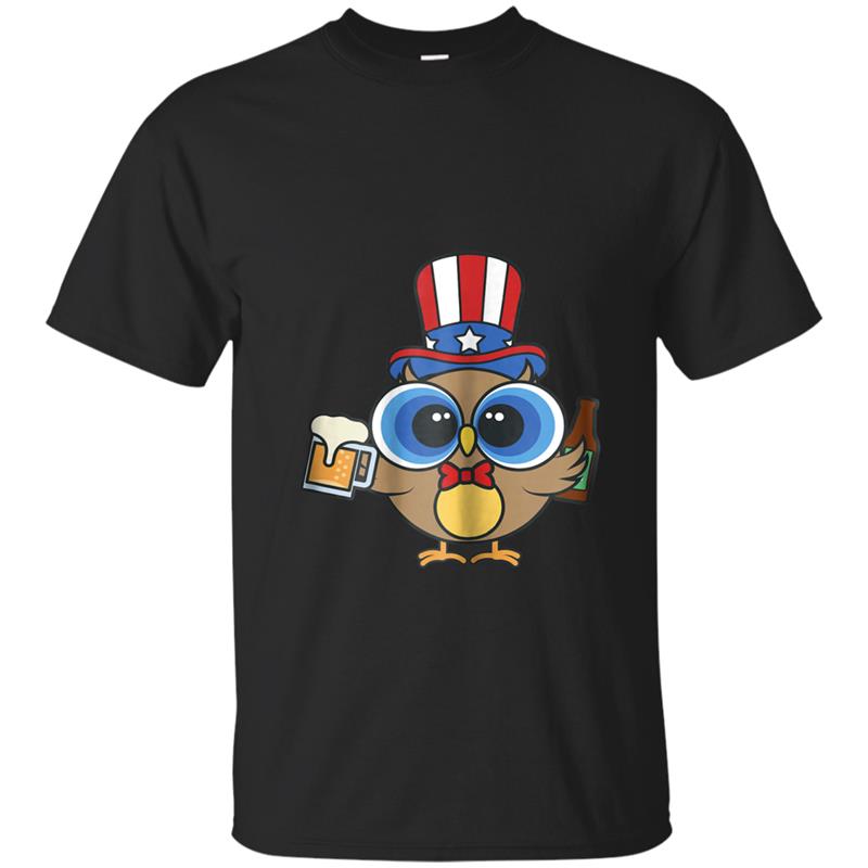 Cute American Owl  4th Of July Party Gift T-shirt-mt