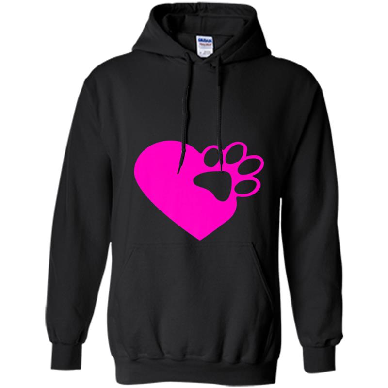 Cute Heart Paw Print  Funny Love Gift For Cat Owners Hoodie-mt