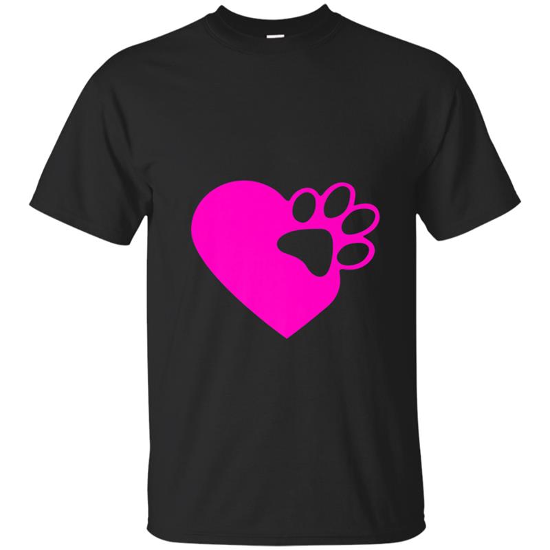 Cute Heart Paw Print  Funny Love Gift For Cat Owners T-shirt-mt