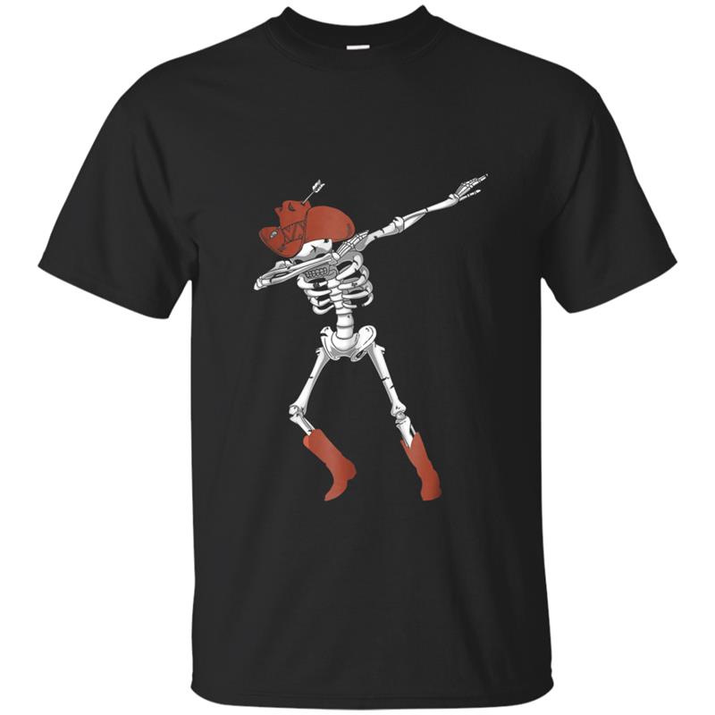 Dabbing Skeleton  Kids Cowboy Hat Halloween Funny Dab T-shirt-mt