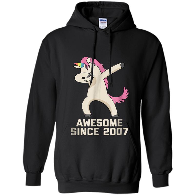 Dabbing Unicorn  - Awesome Since 2007 11th Birthday Tee Hoodie-mt