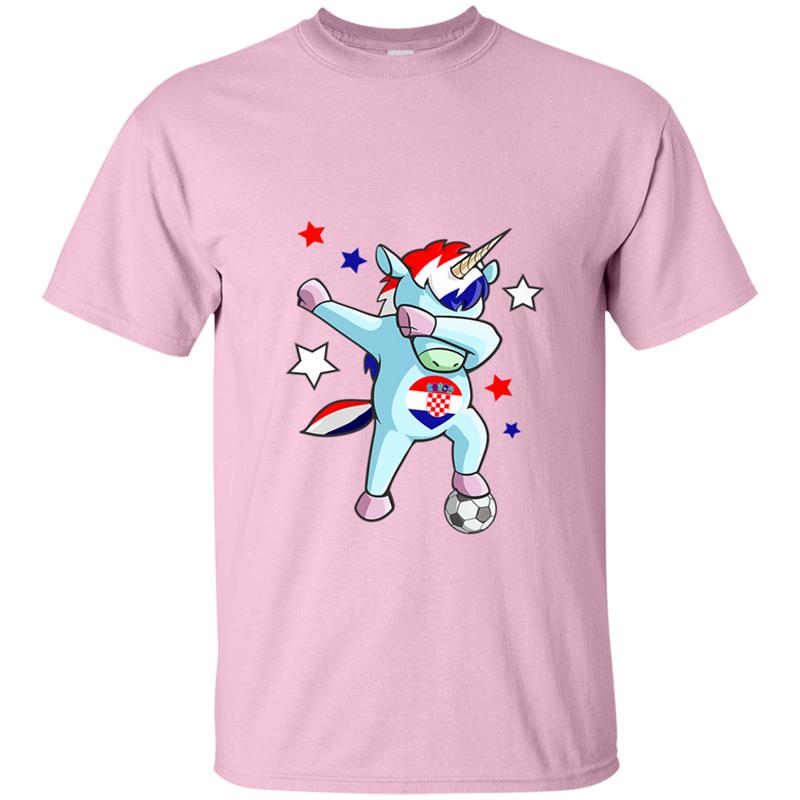 Dabbing Unicorn Support Croatia Soccer  2018 for Girls T-shirt-mt