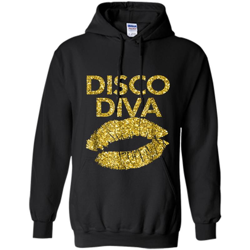 Disco Diva Women Ladies Disco Gold Lips Hoodie-mt