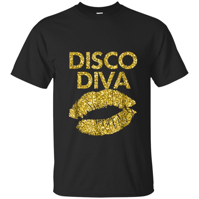 Disco Diva Women Ladies Disco Gold Lips T-shirt-mt