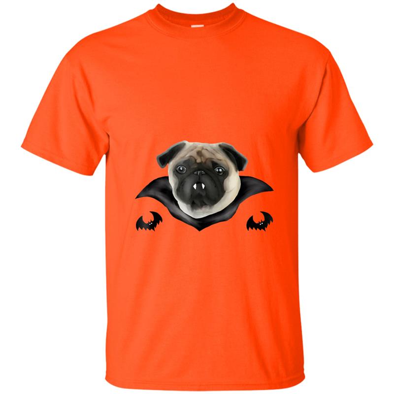 Drakula Vampire Pug  Dog Halloween Costume T-shirt-mt