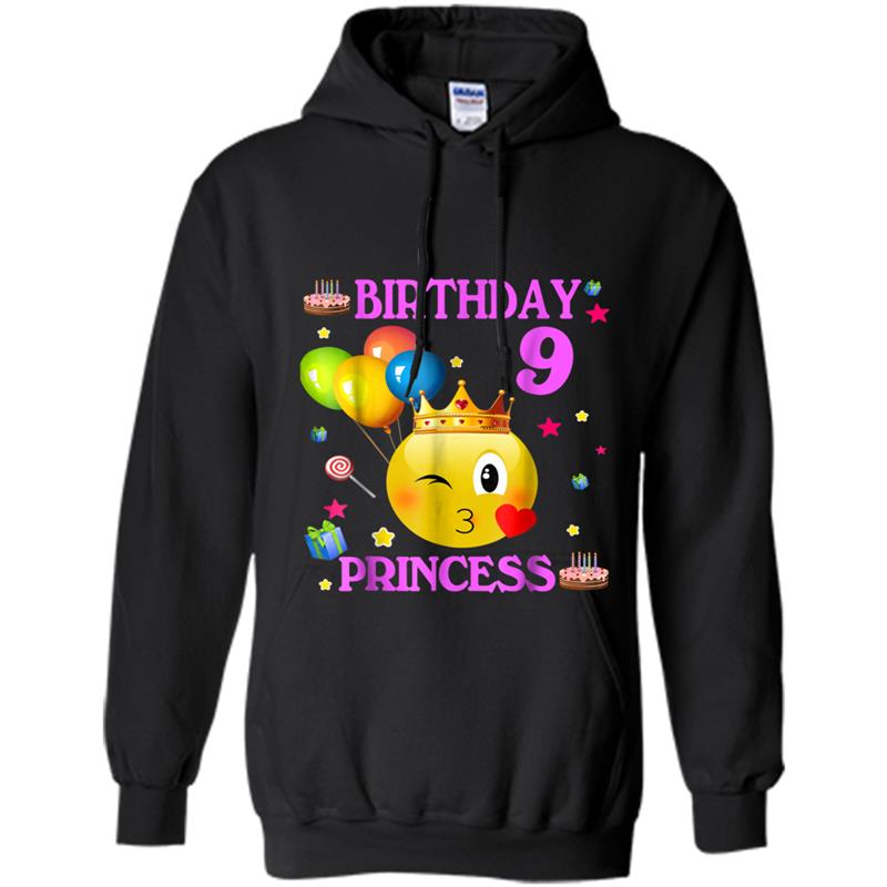 Emoji 9 Years Old  9th Birthday Princess Girl Gifts Hoodie-mt