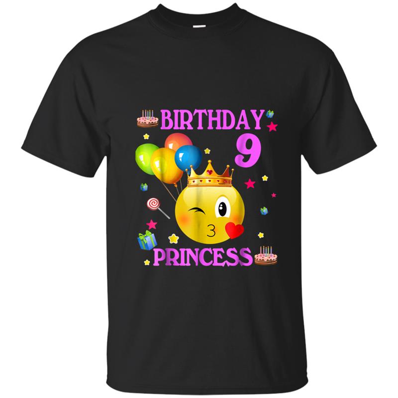 Emoji 9 Years Old  9th Birthday Princess Girl Gifts T-shirt-mt