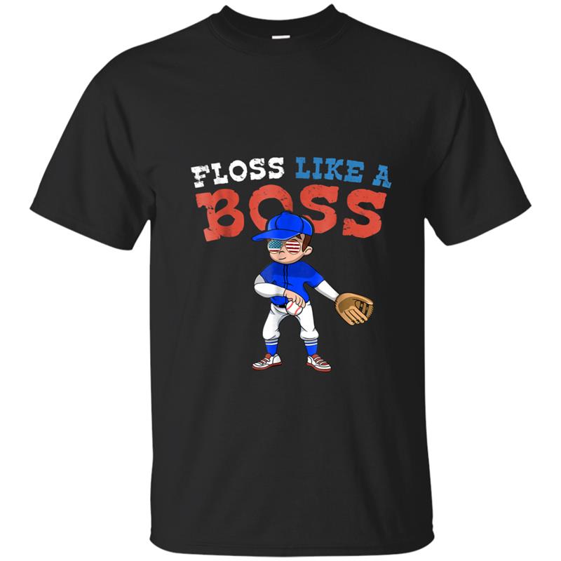 Floss Like a Boss  Baseball Pitcher 4th of July T-shirt-mt