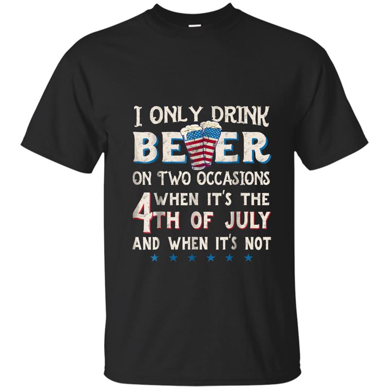 Funny 4th of July Beer Party  with American Flag Men T-shirt-mt