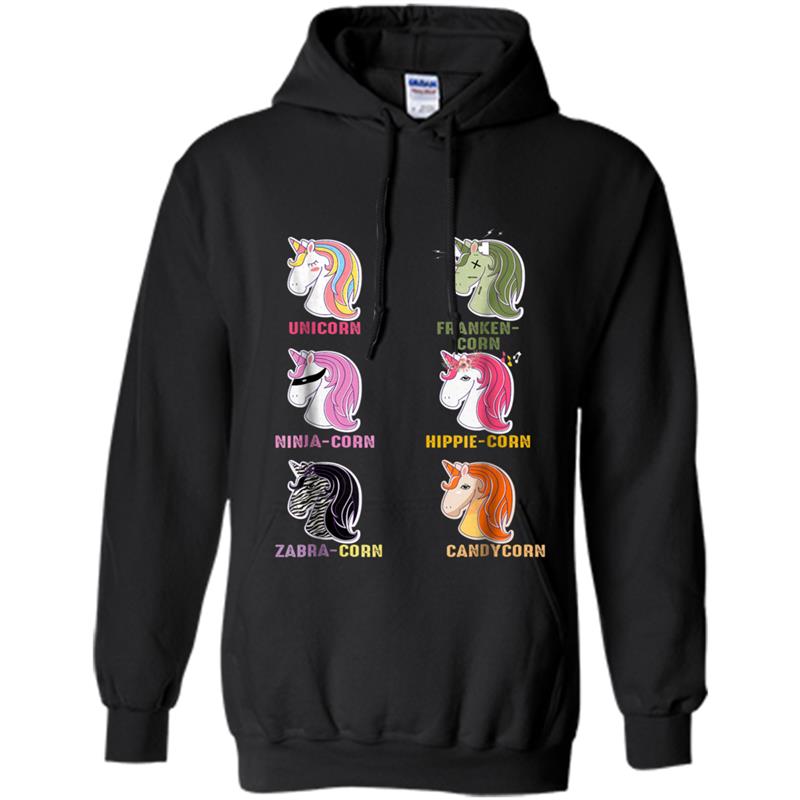 Funny Cute Halloween Hippie Ninja Candy Corn Unicorn Hoodie-mt