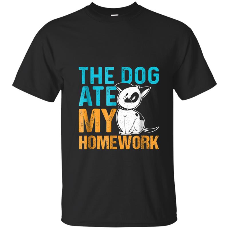 Funny Dog  The Dog Ate My Homework School Student T-shirt-mt
