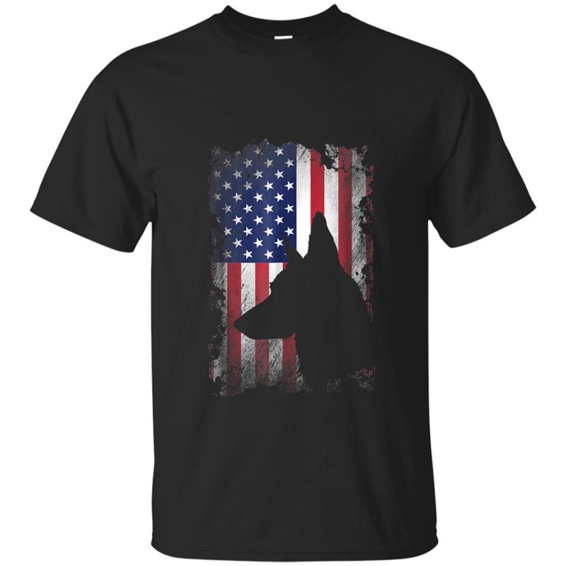 German Shepherd American Flag  USA Patriotic Dog Gift T-shirt-mt