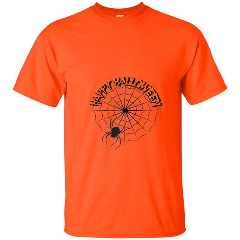 Happy Halloween Spider Web with Creepy Spider T-shirt-mt