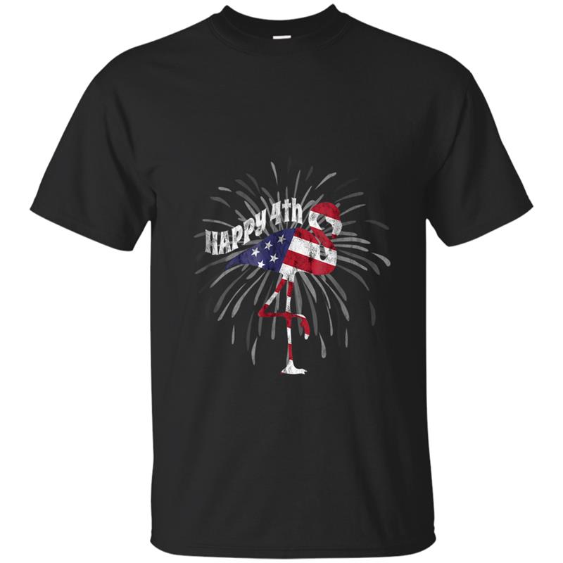 Happy Independence Day Funny Flamingo Fireworks  Gift T-shirt-mt