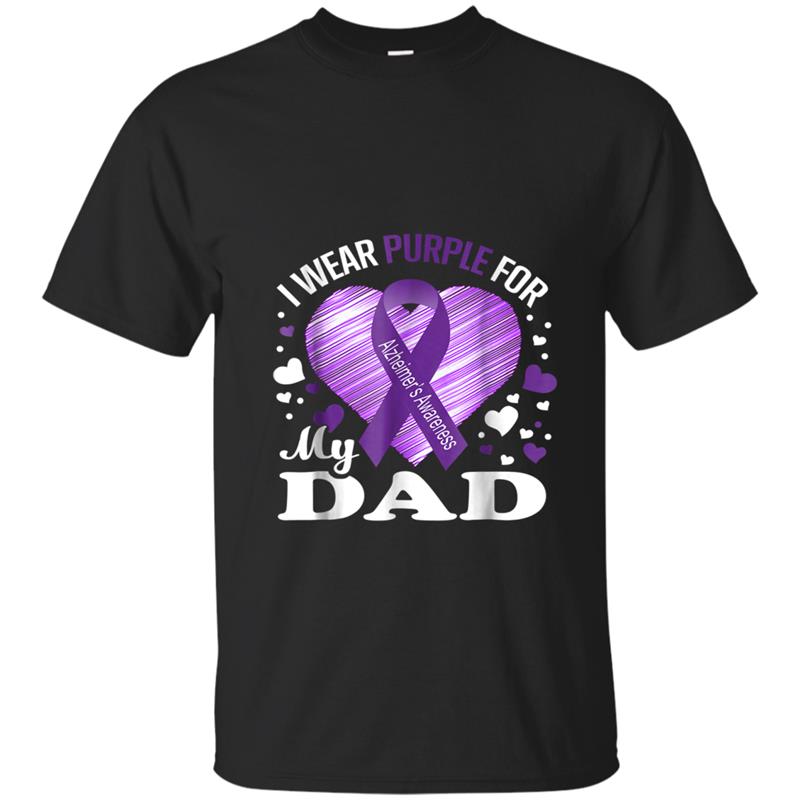 I Wear Purple For My DAD Alzheimers Awareness T-shirt-mt