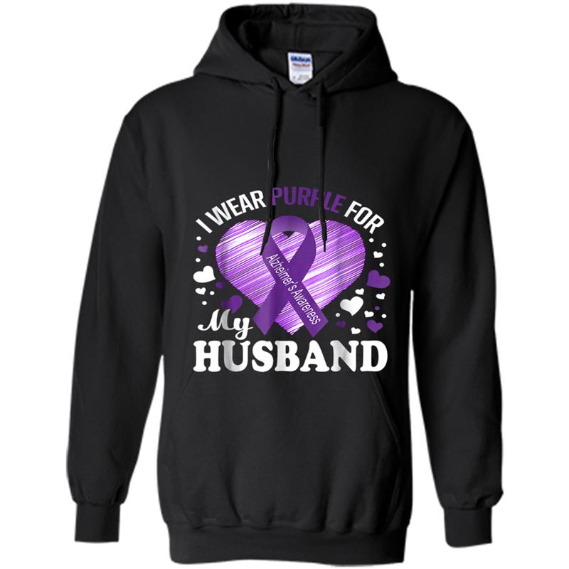 I Wear Purple For My HUSBAND Alzheimers Awareness Hoodie-mt