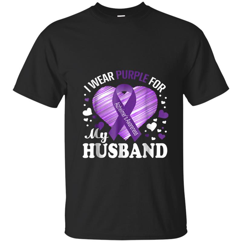 I Wear Purple For My HUSBAND Alzheimers Awareness T-shirt-mt