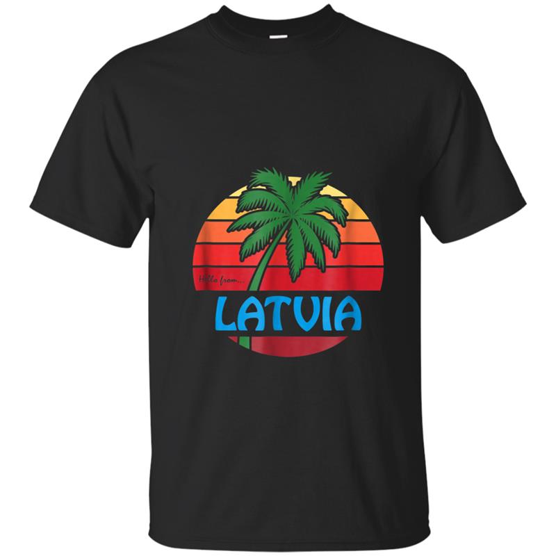 Latvia Vintage Summer Palm Tree Beach Tee, T-shirt-mt