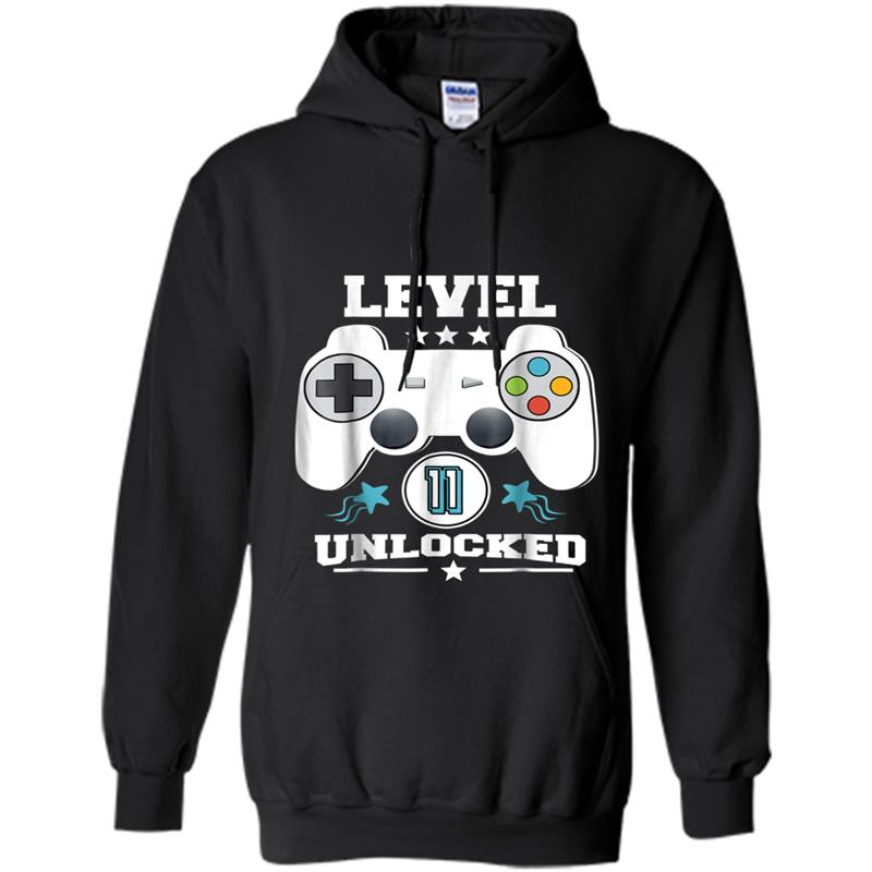 Level 11 Unlocked Gamer  eleventh Birthday Party Gift Hoodie-mt