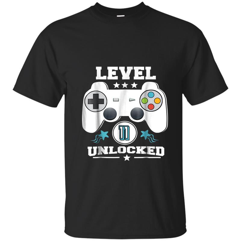 Level 11 Unlocked Gamer  eleventh Birthday Party Gift T-shirt-mt