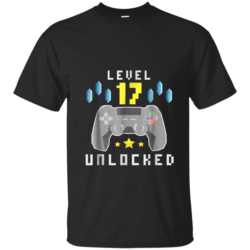 Level 17 Unlocked  17th Video Gamer Birthday Boy Gift T-shirt-mt