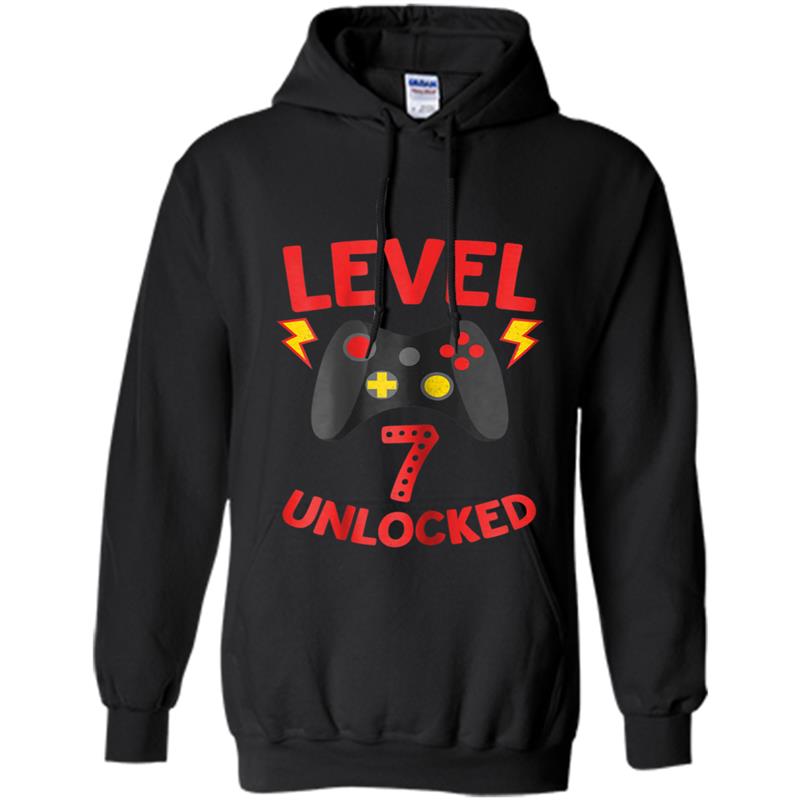 Level 7 Unlocked - Funny 7 Year Old Gamer Birthday Hoodie-mt