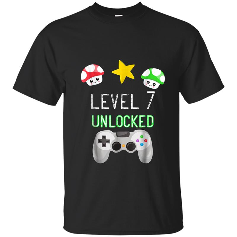 Level 7 Unlocked Gamer  I Seventh Birthday Gift Party T-shirt-mt