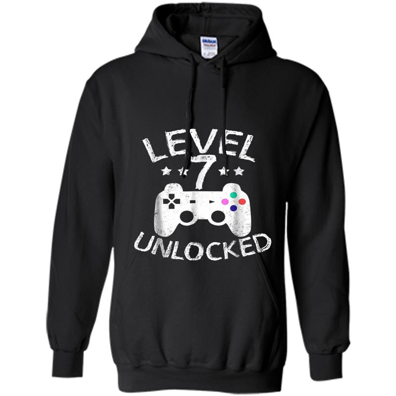 Level 7 Unlocked Gamer  Seventh Birthday Party Gift Hoodie-mt