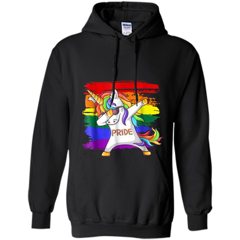 LGBT Pride Lesbian Gay Funny Rainbow Unicorn Dabbing Hoodie-mt