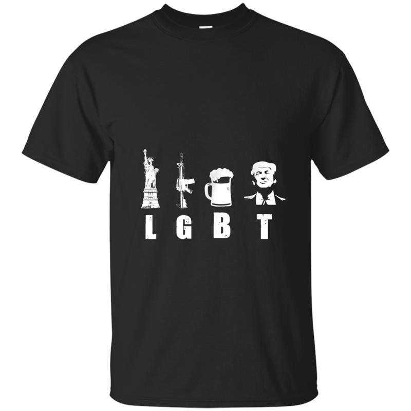 Liberty Guns Beer Trump Support  Funny Parody LGBT T-shirt-mt