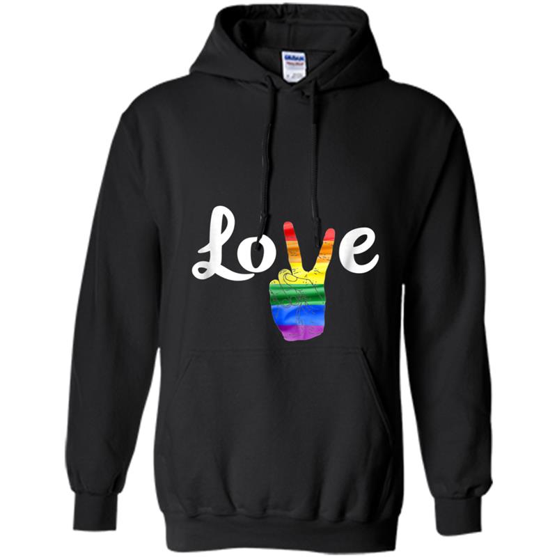 LOVE Peace Sign Gay Pride  Love is Love Tee Hoodie-mt
