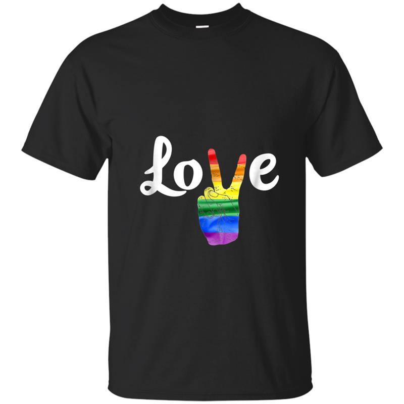 LOVE Peace Sign Gay Pride  Love is Love Tee T-shirt-mt