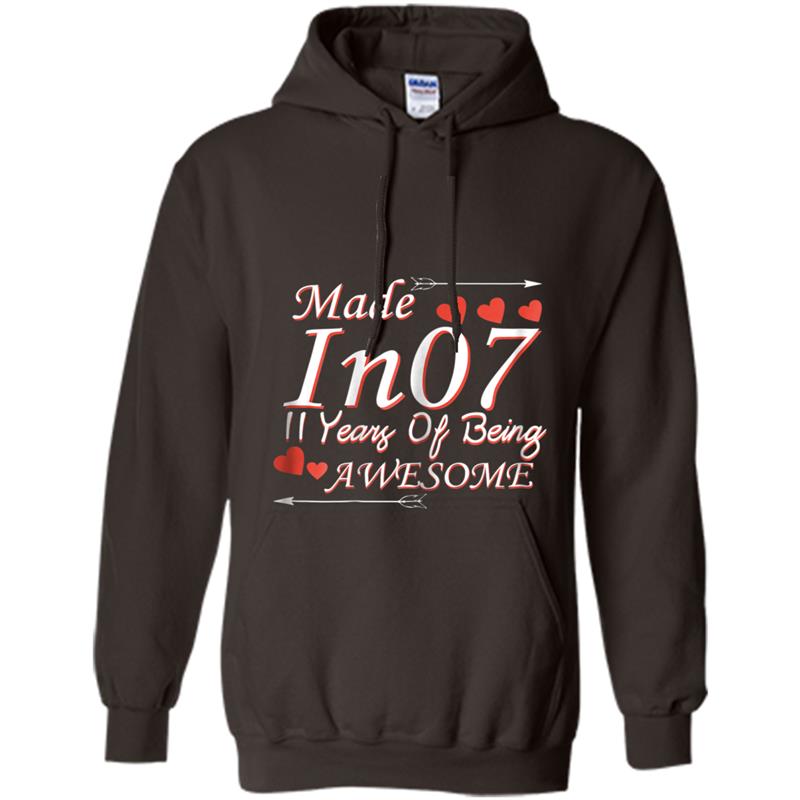 Made in 07 11 Years of Being Awesome Birthday Bday Girls Tee Hoodie-mt